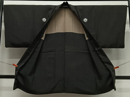 平和屋着物∞男性　長羽織　黒紋付　正絹　逸品　未使用　CABC3175ua
