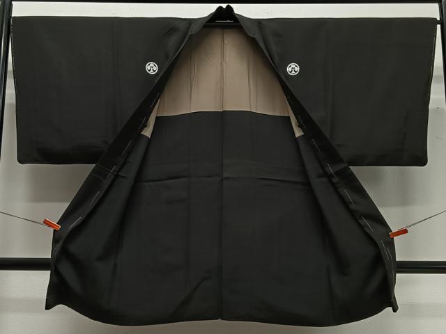 平和屋着物∞男性　長羽織　黒紋付　正絹　逸品　未使用　CABC3175ua