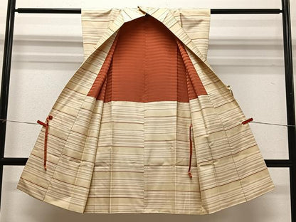 平和屋着物∞袖無し羽織　本場縞大島紬　横段文　正絹　逸品　CABC3180ua