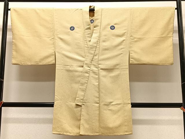 平和屋着物∞男性　長羽織　色紋付　淡黄色　洗える着物　CABC3182ua