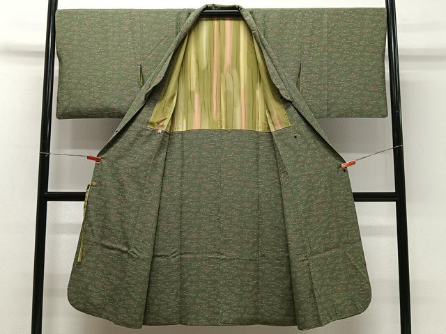 平和屋着物∞道中着　草花文　正絹　逸品　CABC3188ua