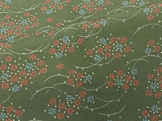 平和屋着物∞道中着　草花文　正絹　逸品　CABC3188ua