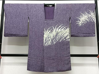 平和屋着物∞道行コート　草花シルエット　たたき染め　ロング丈　正絹　逸品　CABC3189ua