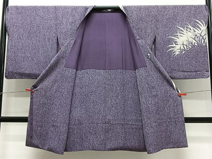 平和屋着物∞道行コート　草花シルエット　たたき染め　ロング丈　正絹　逸品　CABC3189ua