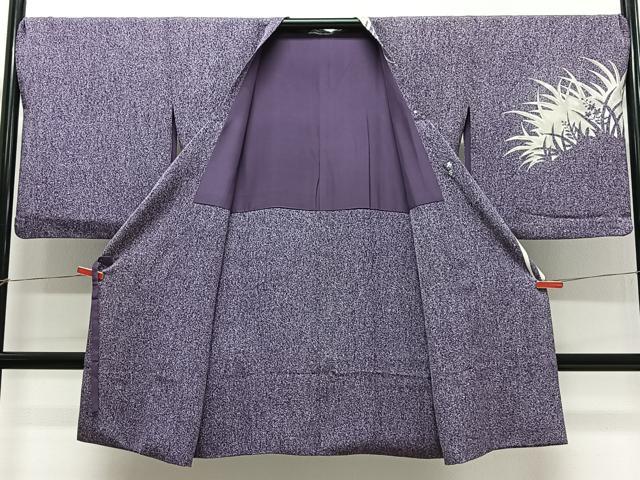 平和屋着物∞道行コート　草花シルエット　たたき染め　ロング丈　正絹　逸品　CABC3189ua