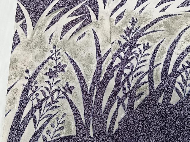 平和屋着物∞道行コート　草花シルエット　たたき染め　ロング丈　正絹　逸品　CABC3189ua