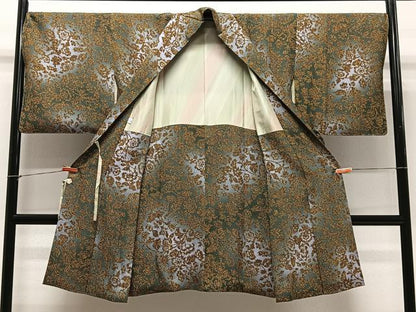 平和屋着物∞道中着　草花文　暈し染め　ロング丈　正絹　逸品　未使用　CABC3192ua