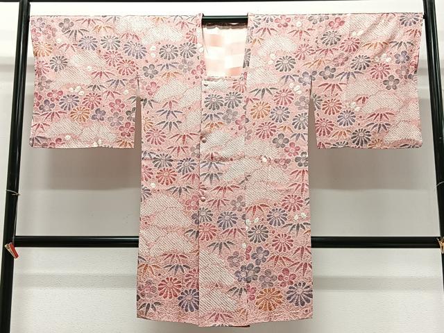 平和屋着物∞道行コート　総絞り　松竹梅　ロング丈　正絹　逸品　CABC3195ua