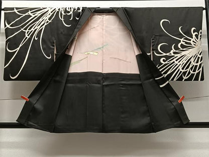 平和屋着物∞羽織　乱菊　黒地　銀彩　正絹　逸品　CABC3197ua