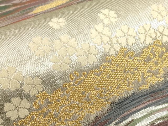 平和屋着物▼六通柄袋帯 唐織 立波花文 金銀糸 正絹 逸品 未使用 CABC3260ak