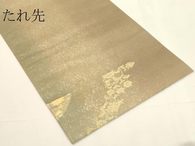 平和屋着物▼六通柄袋帯　金煌織　更紗花文　金糸　引箔　正絹　逸品　CABC3267ak