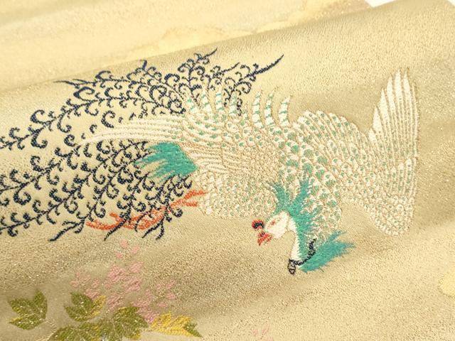 平和屋着物●龍村晋謹製 六通柄袋帯 鳳凰花文 真文様 金銀糸 正絹 逸品 CABC3304ak