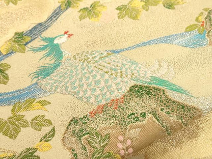 平和屋着物●龍村晋謹製 六通柄袋帯 鳳凰花文 真文様 金銀糸 正絹 逸品 CABC3304ak