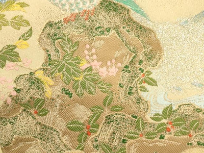 平和屋着物●龍村晋謹製 六通柄袋帯 鳳凰花文 真文様 金銀糸 正絹 逸品 CABC3304ak