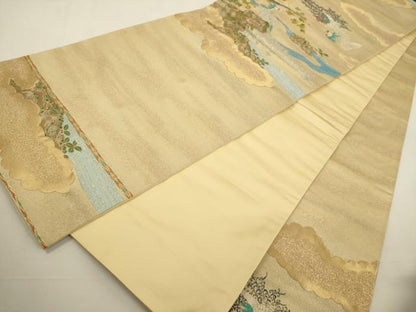平和屋着物●龍村晋謹製 六通柄袋帯 鳳凰花文 真文様 金銀糸 正絹 逸品 CABC3304ak