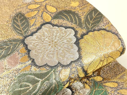 平和屋着物▼六通柄袋帯 舞花文 金銀糸 正絹 逸品 CABC3332ak