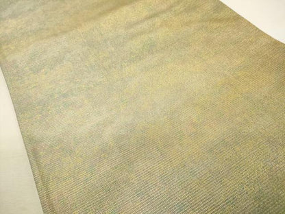 平和屋着物▼全通柄袋帯 霞文 金通し地 正絹 逸品 CABC3375ak