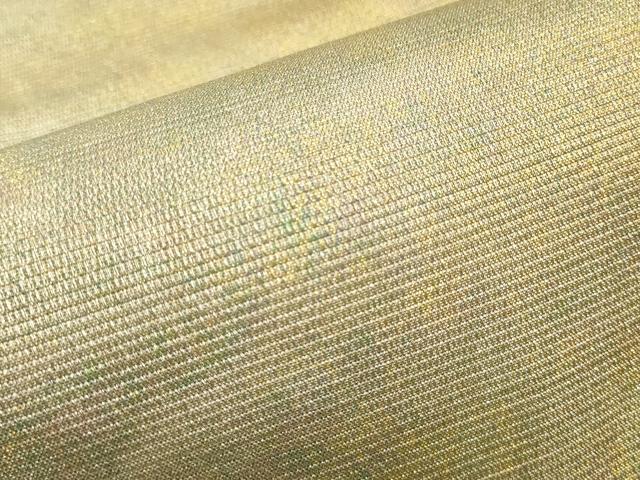 平和屋着物▼全通柄袋帯 霞文 金通し地 正絹 逸品 CABC3375ak