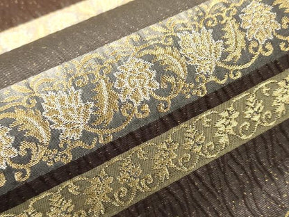 平和屋着物●六通柄袋帯 ふくれ織 吉祥横段花文 金銀糸 正絹 逸品 未使用 CABC3383ak