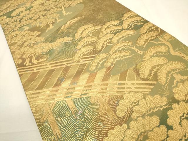 平和屋着物▼六通柄袋帯　龍凪のにしき　金糸　正絹　逸品　CABC3454ak