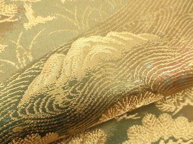 平和屋着物▼六通柄袋帯　龍凪のにしき　金糸　正絹　逸品　CABC3454ak