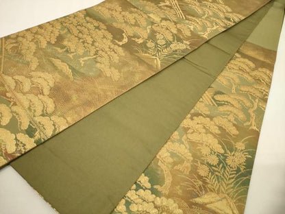 平和屋着物▼六通柄袋帯　龍凪のにしき　金糸　正絹　逸品　CABC3454ak