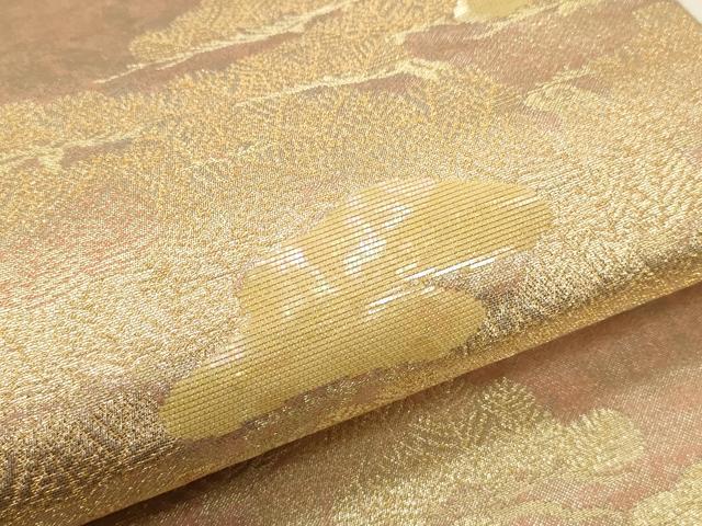 平和屋着物▼六通柄袋帯　螺鈿織　枝松文　金彩　引箔　正絹　逸品　CABC3480ak