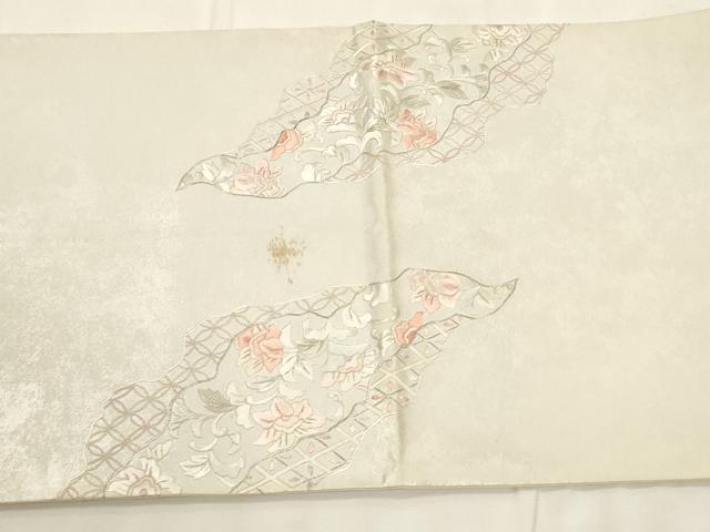平和屋着物▼中国三大刺繍　相良刺繍　太鼓柄袋帯　総刺繍　切嵌花文　銀糸　引箔　正絹　逸品　CABC3489ak