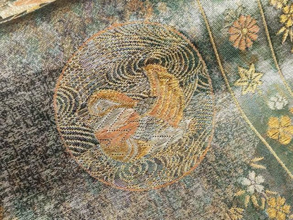 平和屋着物▼六通柄袋帯　唐織　大原野蒔絵文　金銀糸　引箔　正絹　逸品　CABC3536ak