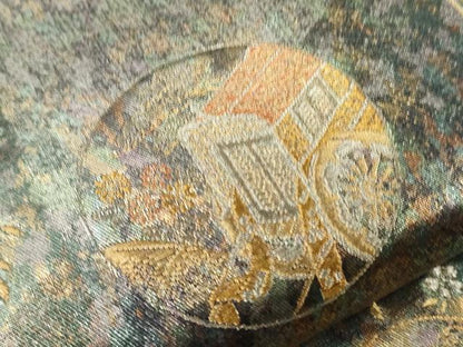 平和屋着物▼六通柄袋帯　唐織　大原野蒔絵文　金銀糸　引箔　正絹　逸品　CABC3536ak