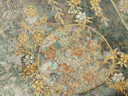 平和屋着物▼六通柄袋帯　唐織　大原野蒔絵文　金銀糸　引箔　正絹　逸品　CABC3536ak