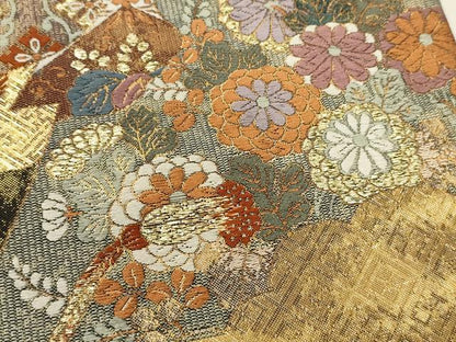 平和屋着物▼佐賀錦 六通柄袋帯 唐織 作家物 慶長誰ケ袖紋 舞紗鼓綴 金糸 正絹 逸品 CABC3585ak