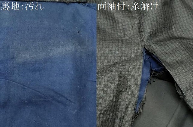 平和屋着物■男性 格子柄 正絹 逸品 CABC3602fb