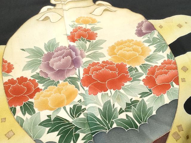 平和屋着物■豪華黒留袖 陶器花文 金彩 正絹 逸品 CABC3619fb