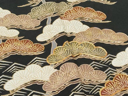 平和屋着物■豪華黒留袖 駒刺繍 枝松文 金彩 正絹 逸品 CABC3628fb
