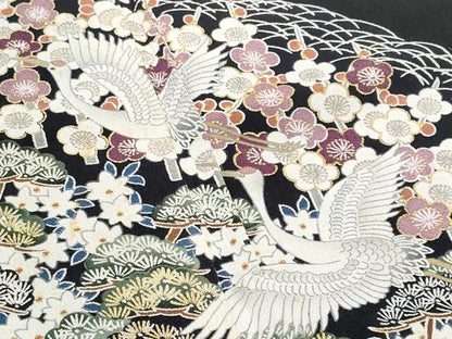 平和屋着物■豪華黒留袖 飛鶴松竹梅 金彩 正絹 逸品 CABC3641fb