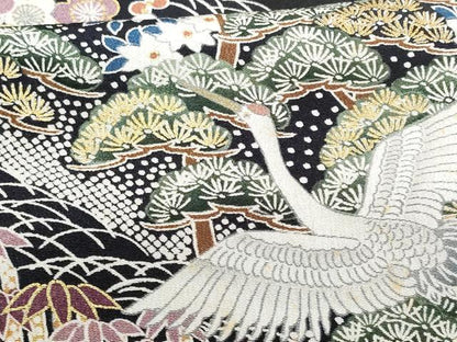 平和屋着物■豪華黒留袖 飛鶴松竹梅 金彩 正絹 逸品 CABC3641fb