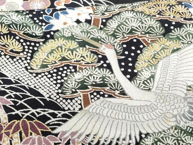 平和屋着物■豪華黒留袖 飛鶴松竹梅 金彩 正絹 逸品 CABC3641fb