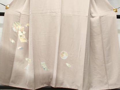平和屋着物●訪問着 短冊雪輪地紙花文 暈し染め 金彩 正絹 逸品 CABC3648fb