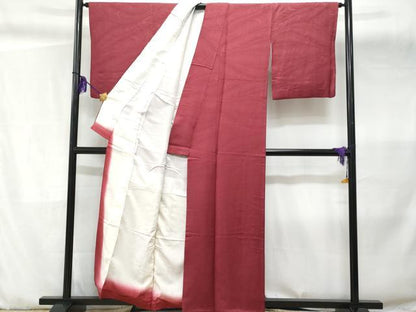 平和屋着物■上質な色無地 立波地紋 紅色 正絹 逸品 CABC3649fb