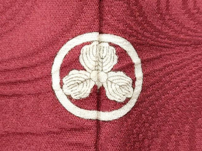 平和屋着物■上質な色無地 立波地紋 紅色 正絹 逸品 CABC3649fb