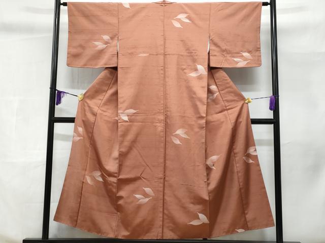 平和屋着物■上質な紬　舞葉文　正絹　逸品　CABC3657fb