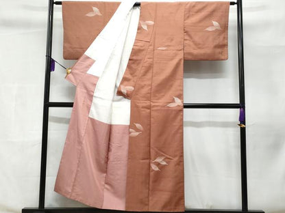 平和屋着物■上質な紬　舞葉文　正絹　逸品　CABC3657fb