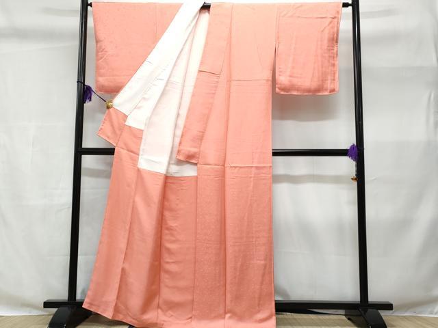 平和屋着物■上質な色無地 舞葉地紋 甚三紅色 正絹 逸品 CABC3671fb