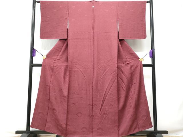 平和屋着物■上質な色無地 笹青海波地紋 浅蘇芳色 正絹 逸品 未使用 CABC3699fb