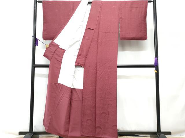 平和屋着物■上質な色無地 笹青海波地紋 浅蘇芳色 正絹 逸品 未使用 CABC3699fb