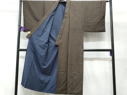 平和屋着物■男性　紬　茶色　正絹　逸品　CABC3705fb