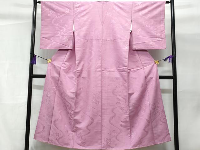 平和屋着物■上質な小紋 流水花文 正絹 逸品 CABC3706fb