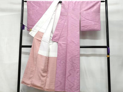 平和屋着物■上質な小紋 流水花文 正絹 逸品 CABC3706fb