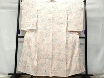 平和屋着物■上質な小紋 絞り 菊 正絹 逸品 CABC3707fb